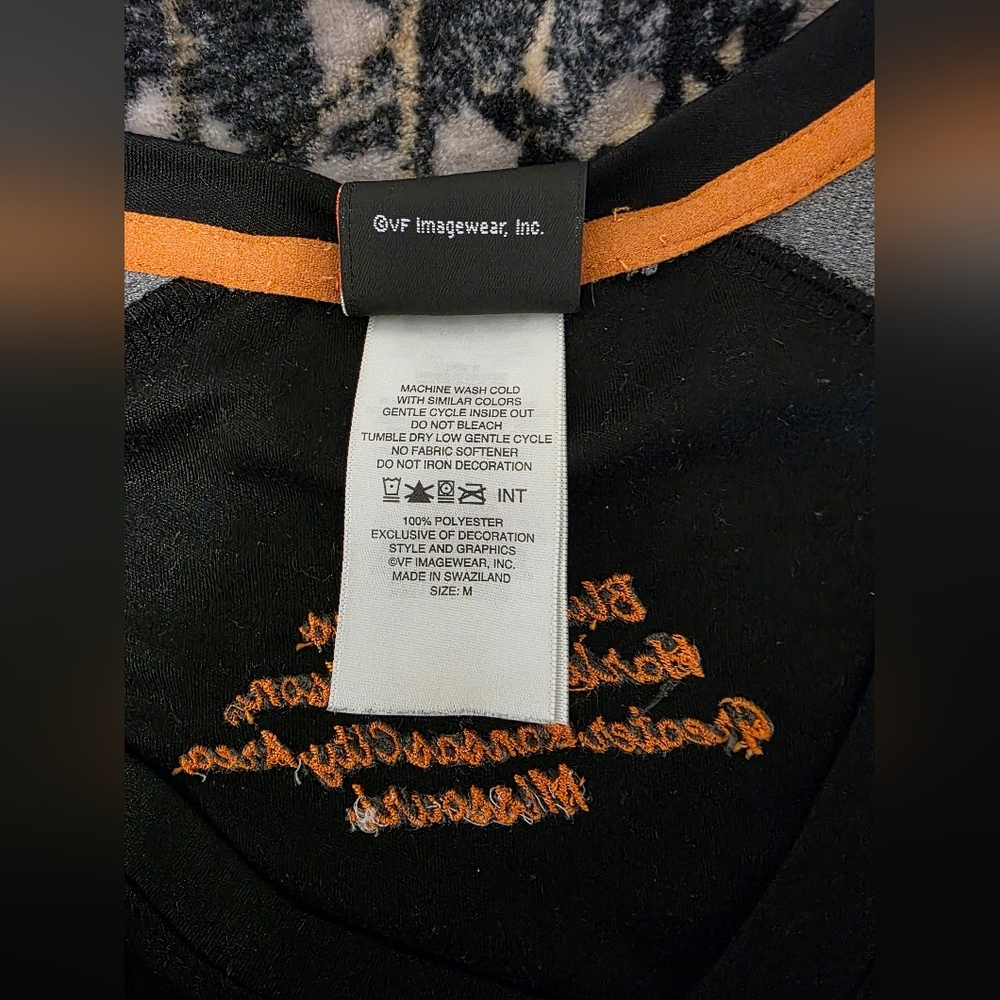 Harley-Davidson Black & Gray Raglan Tee with Copper Logo - Picture 10 of 10